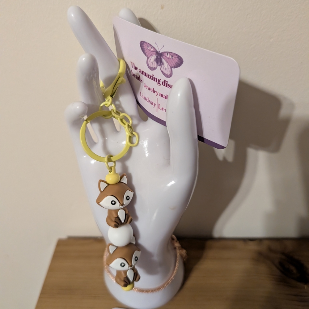 Cute Fox Keychain with Yellow Accents
